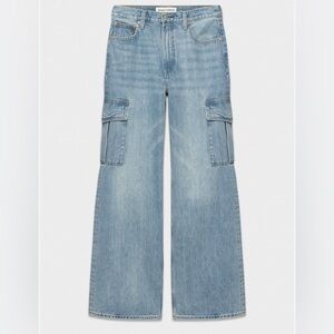 Denim Forum Blue Wide-Leg Cargo Jeans